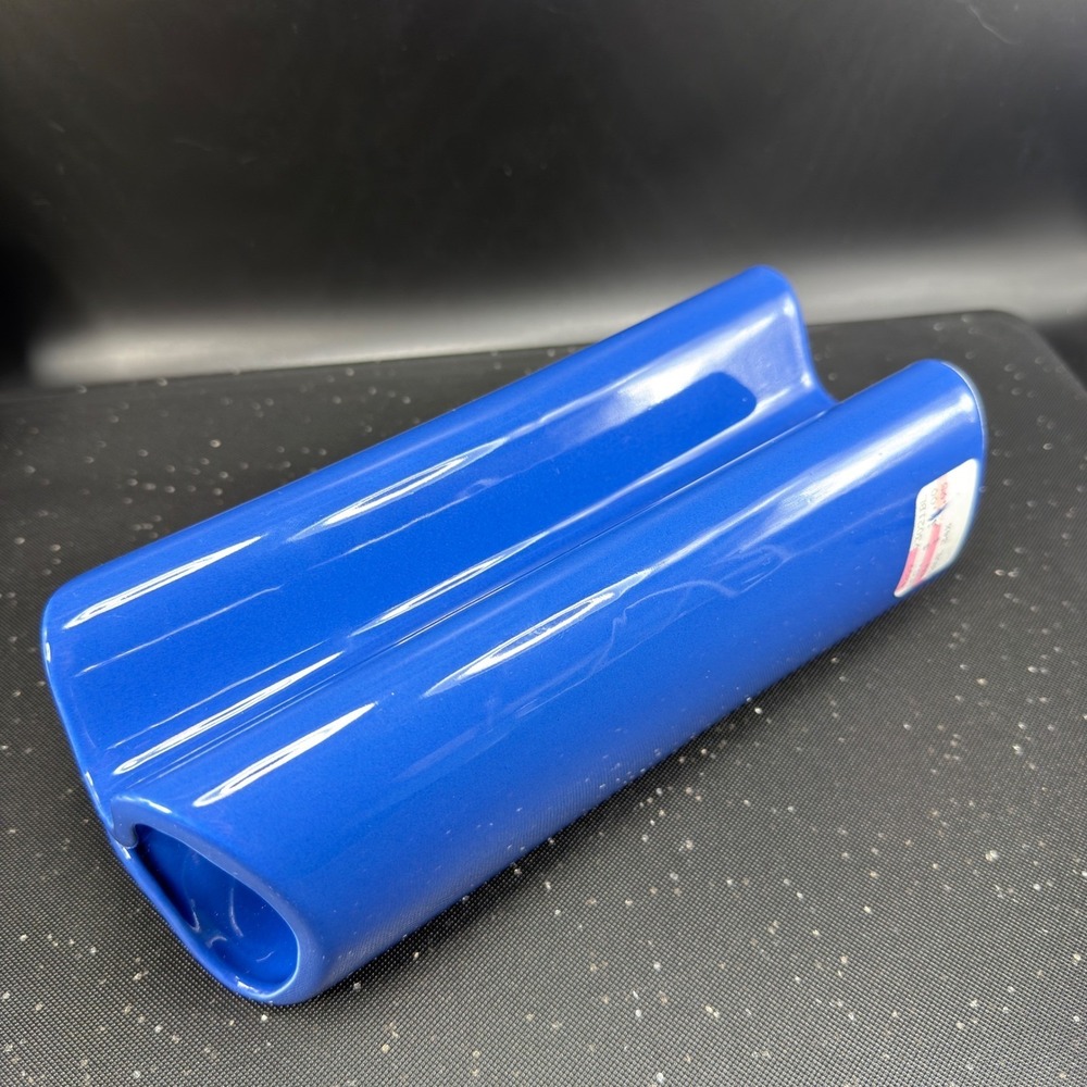 Dansk International Design Portugal Blue Ceramic Wavy Sculptural Vase MCM 9inch - Picture 6 of 14